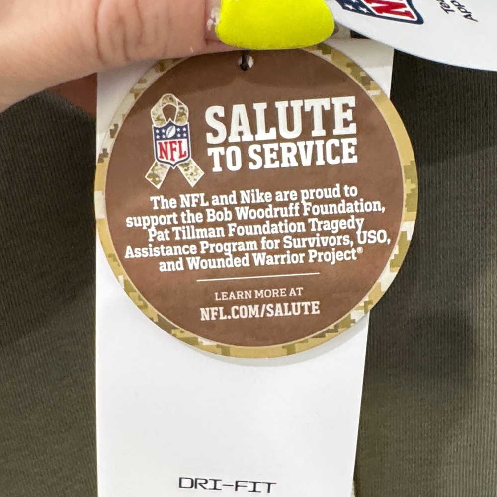Nike dri-fit NFL Salute to Service Green Military Hoodie USA flag ๐บ๐ธ large NWT - Picture 6 of 12